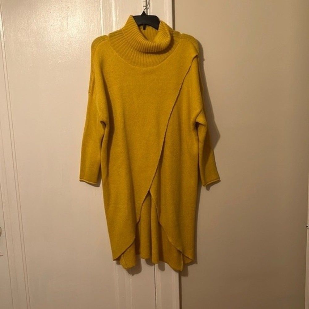 Sweater dress tunic yellow mustard